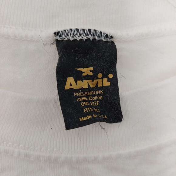 Vintage Anvil White Cotton T-Shirt St. Thomas with Dolphin Print 'One Size' - Picture 2 of 7